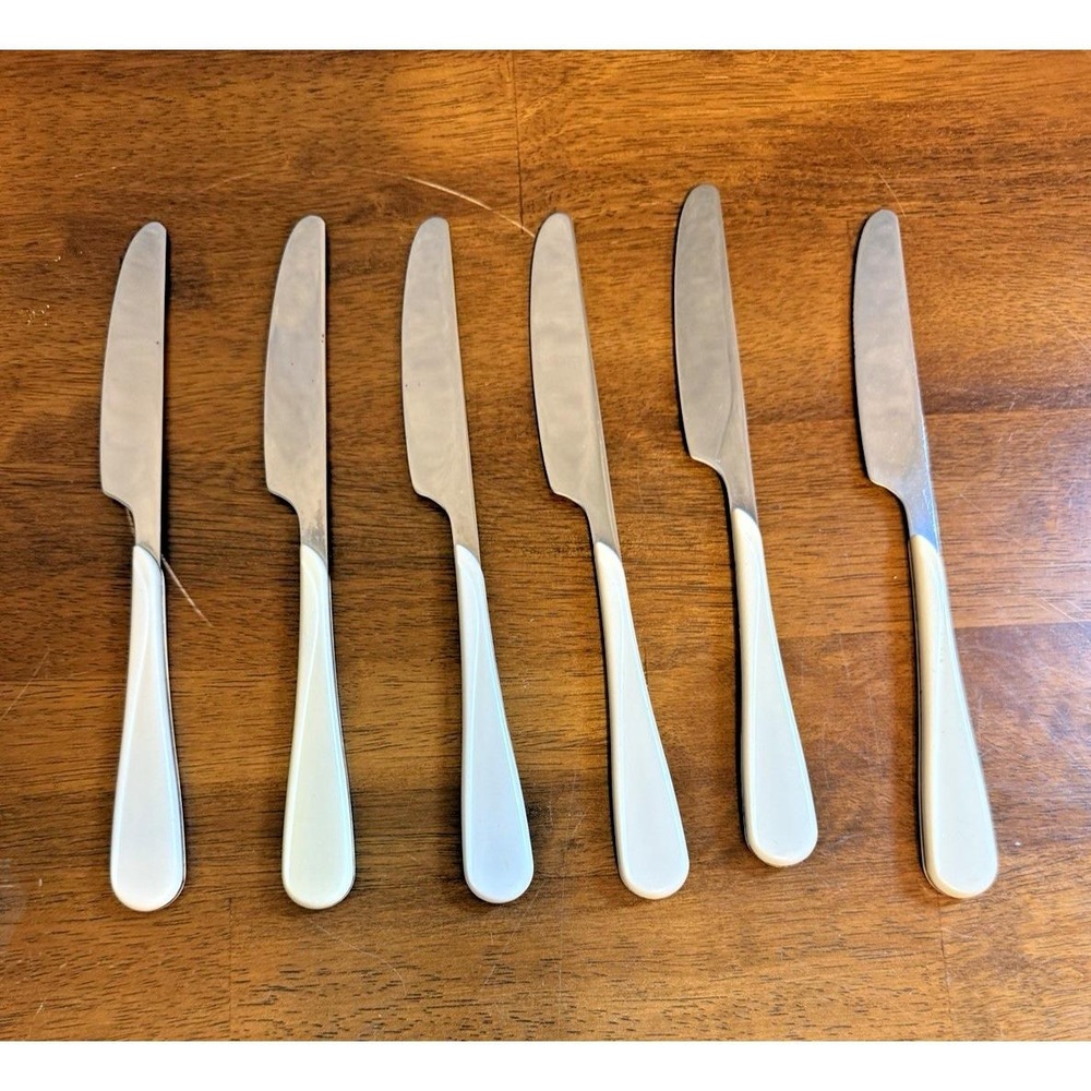 6 Knives WF Washington Forge WAF11 White Ivory Swirl Stainless MCM Flatware